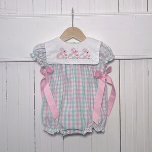 Cecil & Lou Pink and Blue Plaid Kids Romper